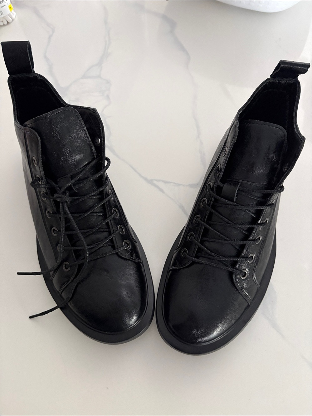 Women's Black Lace-Up Leather Ankle Boots
